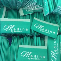 custom center folded thin cloth woven label for clothing