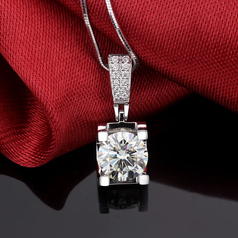 Модный свадебный кулон с горкой 18 К белое золото 1 карат круглая форма Moissanite