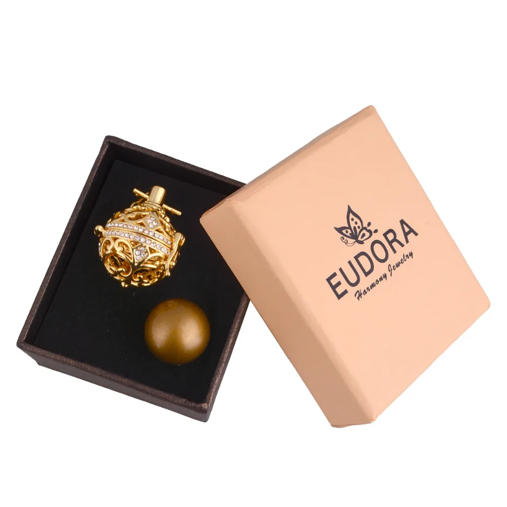 

Eudora Harmony Bola Luxury Crystal Gold Color Floating Locket Charm Ball Musical Angel Caller Bijoux Chime Bell Maternity Gift
