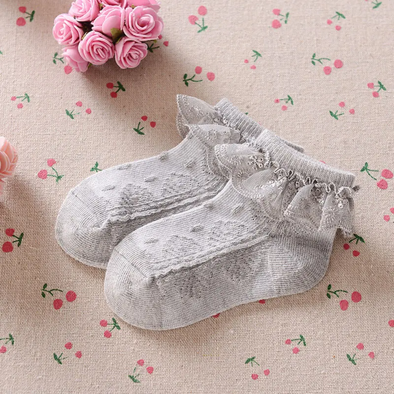 

1 Pair Spring Summer Children Socks Solid Color Mesh Frilly Lace Low Cut Ankle High Baby Girls Thin Princess Sock BM88