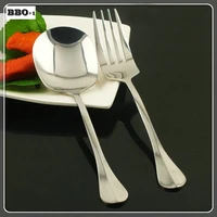 2pc stainless steel large food dinnerspoon and salad fork western restaurant service soup teaspoon and fork dinnerware