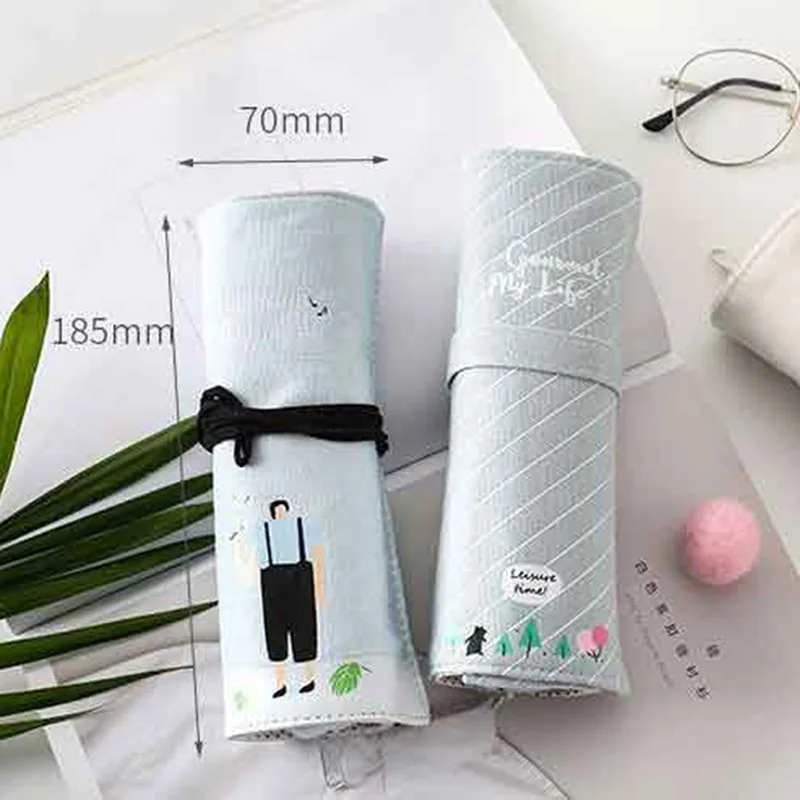 1 шт милый школьный пенал из хлопка и льна Pencilcase мультфильм Roll Pencial сумка для мальчиков и девочек канцелярские принадлежности для карандашей