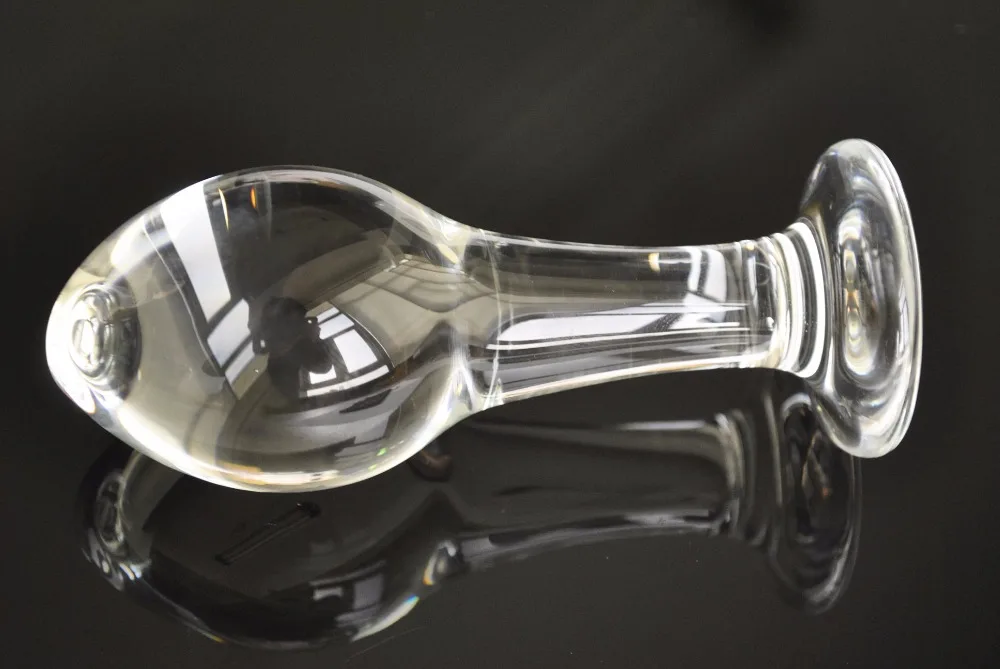 Анальный фаллоимитатор из стекла pyrex пробка с кристаллом и большим шариком 44 мм