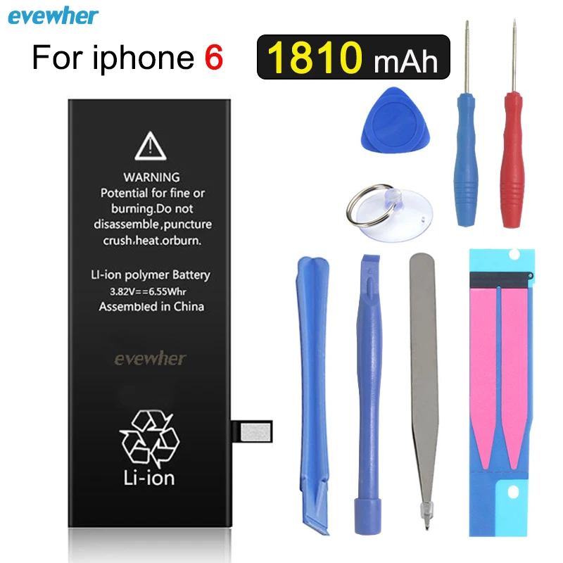 Evewher для iPhone 6 Батарея Замена телефона iPhone6 6G реальная емкость 1810mAh 0 цикл набор