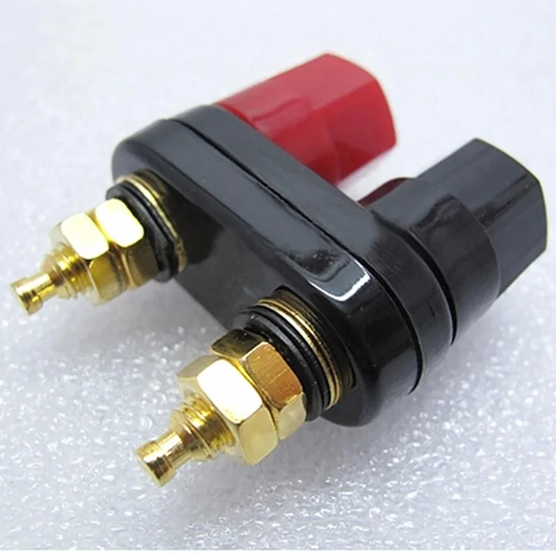 

2pcs High quality Banana connector Double speaker Siamese Banana plug sockets Larry audio amplifier Stud Terminal