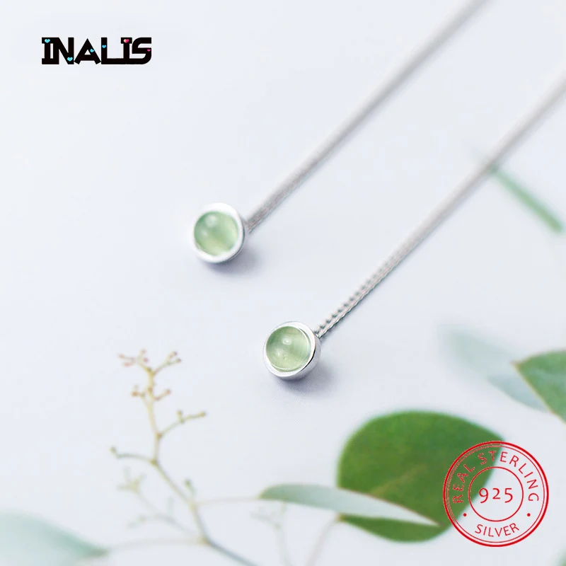 INALIS новинка элегантные длинные сережки с цепочкой настоящее 925 пробы серебряные