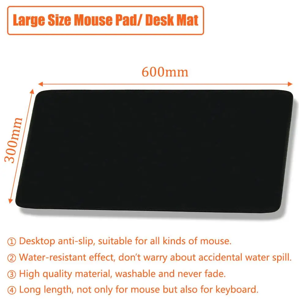 JONSNOW Large Mouse Pad Gaming XL Black Classic Computer Laptop Macbook MousePad Mat Keyboard Desk 600x300mm | Компьютеры и офис