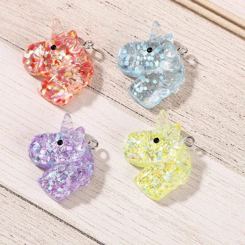 10 шт. Смешанный милый многоцветный единорог с плоской задней частью кабошон для