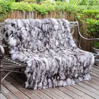 CX-D-127 Soft Livingroom Decoration Blankets Carpet Area Rug Genuine Fox Fur Blankets For Beds