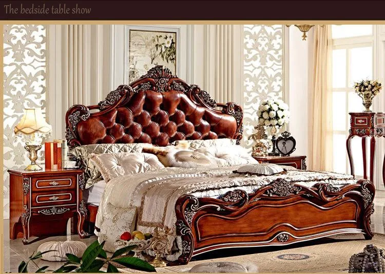 King size современная Европейская кровать из массива дерева Мода Резные 1,8 м кровать французская мебель для спальни 6590