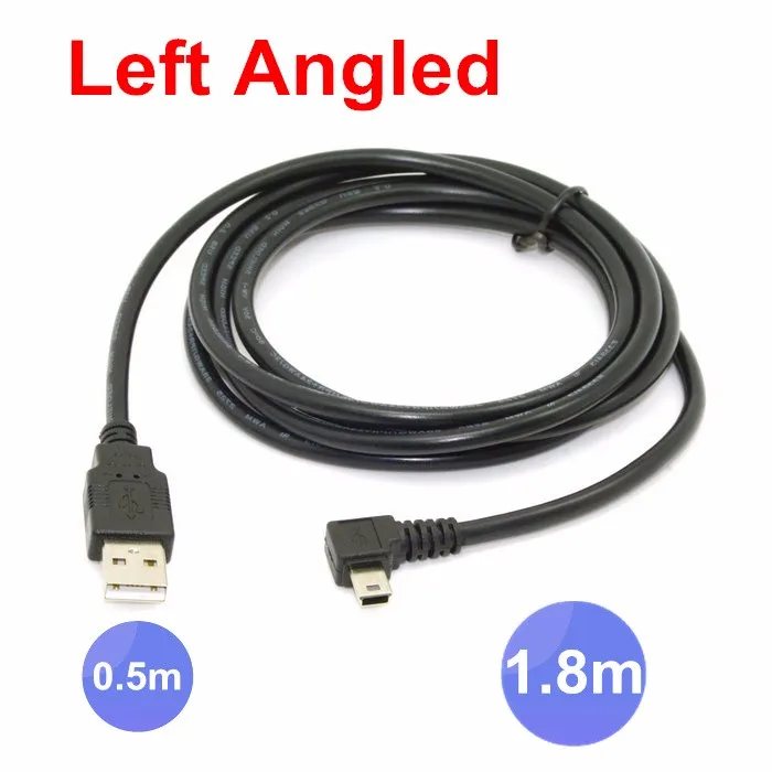 Кабель USB2.0 Male to Mini USB левый и правый угловой 90 градусов 50 см 180 5 м для камеры MP4 Tablet PC