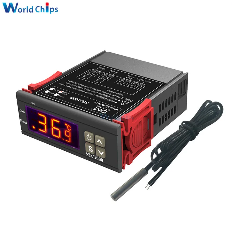 STC 1000 DC 12V 24V AC 110V 220V 10A светодиодный цифровой регулятор температуры термостат