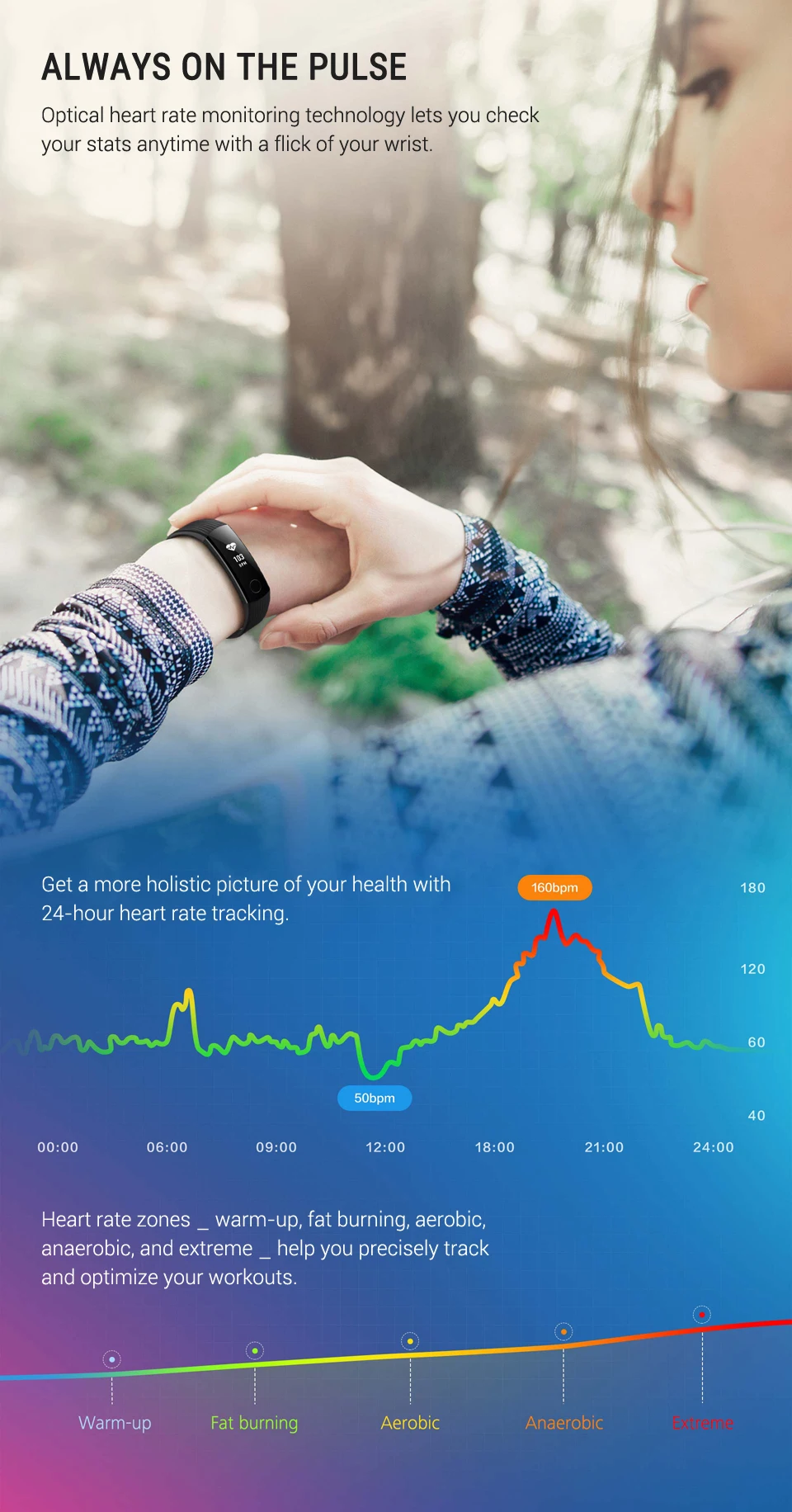 Huawei Honor Band 3 Смарт-Браслет фитнес монитор сердечного ритма сна 5ATM водонепроницаемый плавательный сенсорный экран трекер SmartWatch