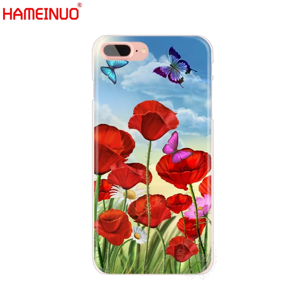 HAMEINUO чехол для сотового телефона с красным рисунком мака и цветами iphone X 8 7 6 4
