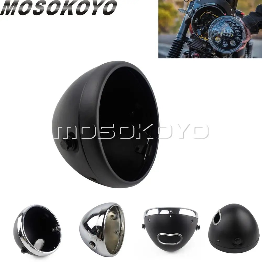 

Motorcycle Vintage Fix 7" LED Headlight Mounting Bucket 7 Inch Running Light Shell Housing for Cafe Racer Scrambler XL