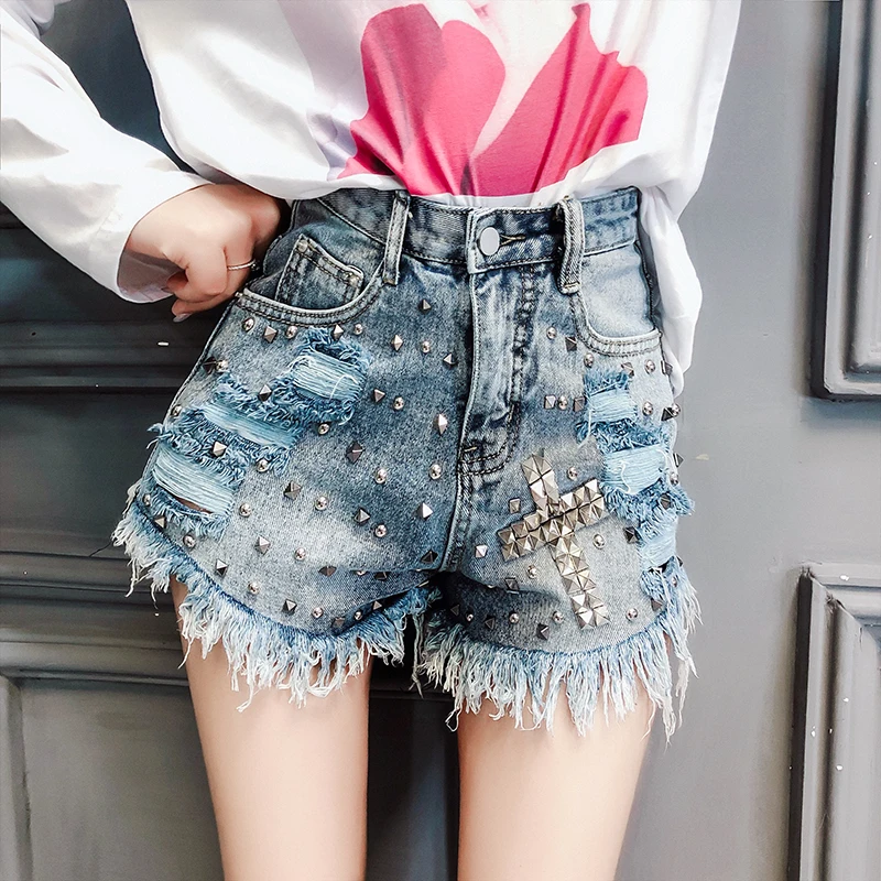 Женские летние джинсовые шорты 2019 винтажные короткие с завышенной талией и