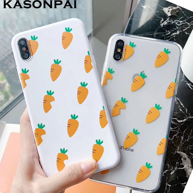 Милый чехол для телефона с морковкой для iphone 8, 7, 6, 6 s Plus, мягкий прозрачный чехол из ТПУ, забавная Милая задняя крышка для iphone 11 Pro X XS, чехол для MAX XR