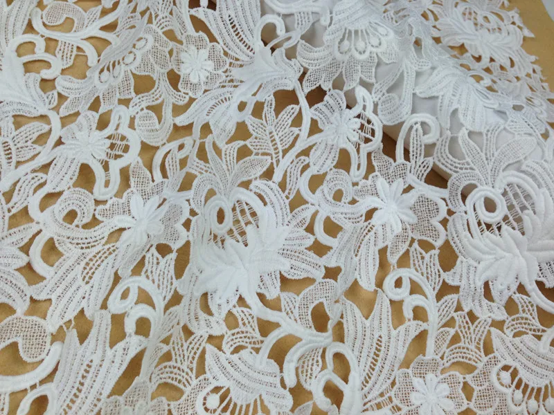 Распродажа! 120 см широкая белая вышивка Водорастворимая кружевная ткань с
