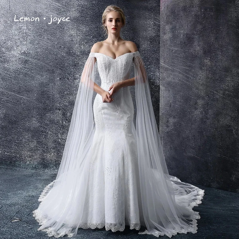 Женское свадебное платье с юбкой годе кружевное вырезом лодочкой и открытой