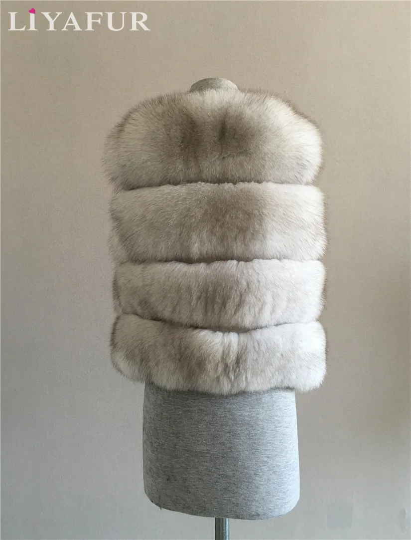 LIYAFUR стиль натуральная с натуральным лисьим мехом жилет для Для женщин Женская зимняя обувь жилеты пальто куртка