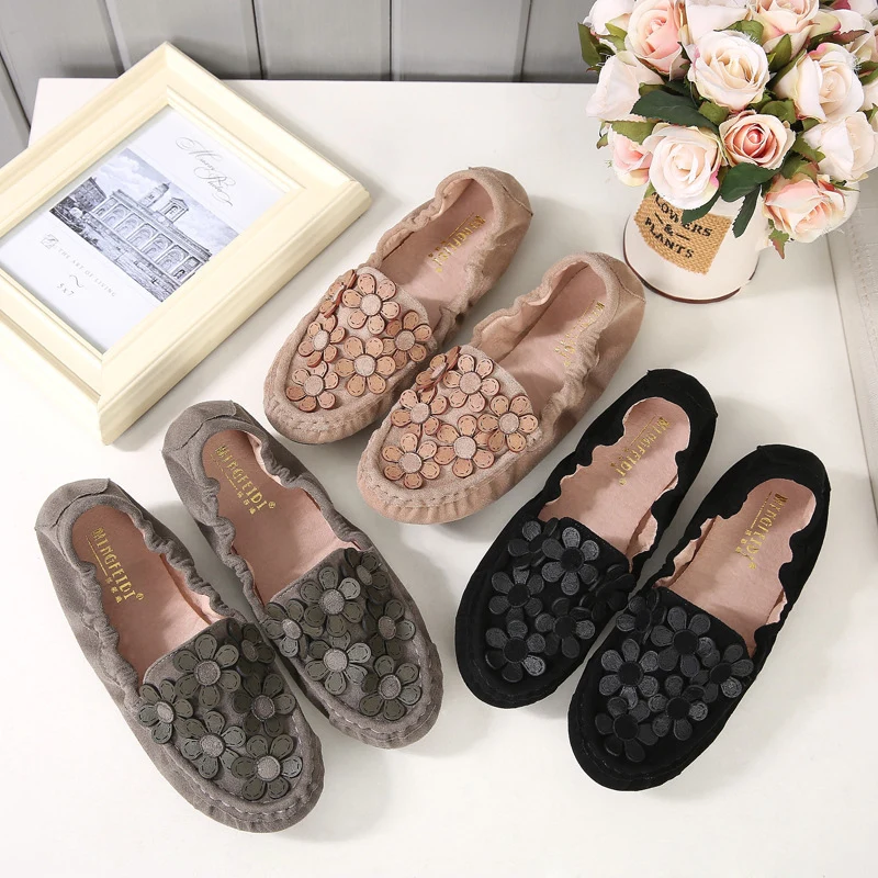 2019 женские балетки для беременных на плоской подошве из мягкой кожи большие