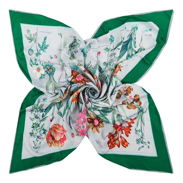 Женский шелковый шарф с цветочным принтом 100% x 130 см|silk square scarf|square scarfbrand women scarf |