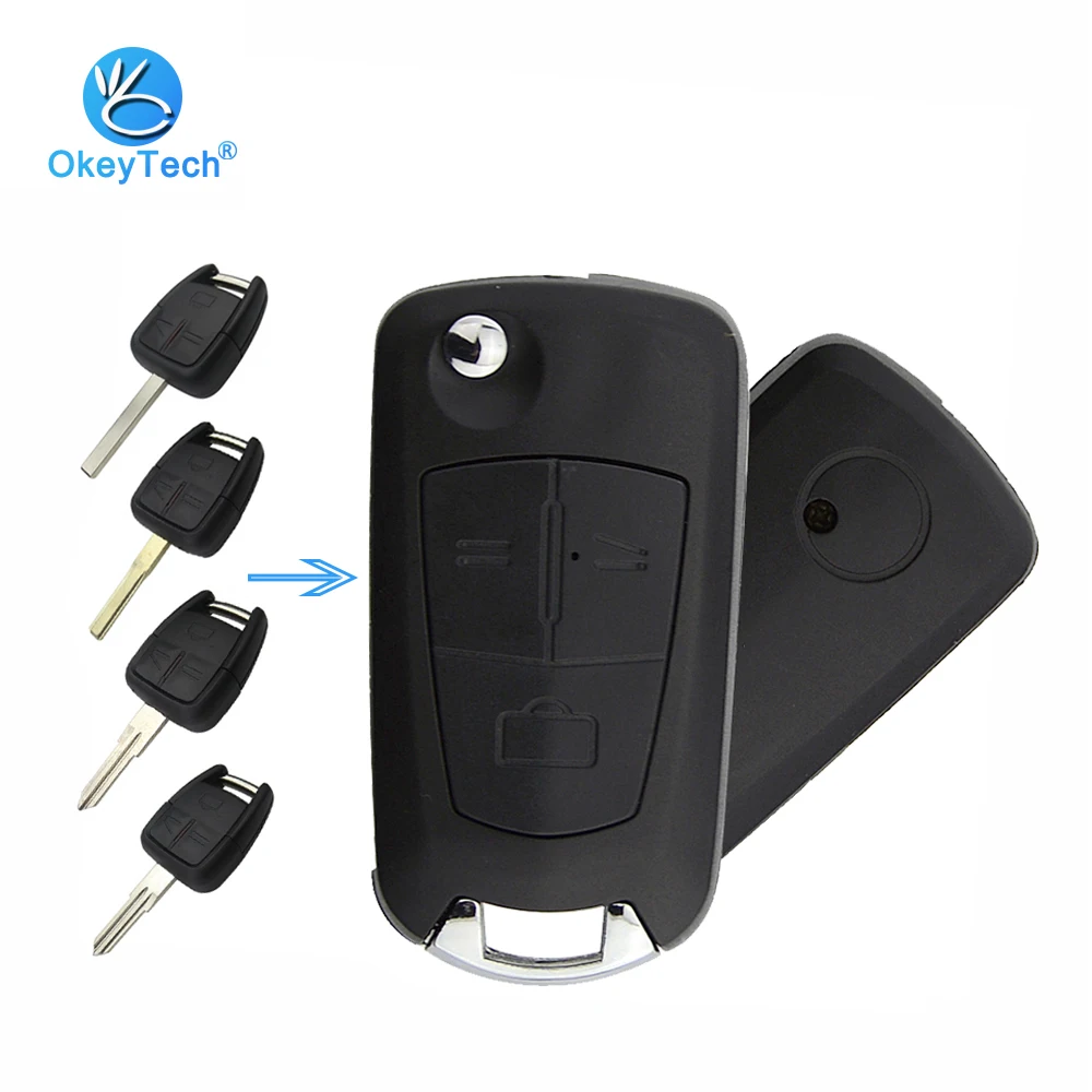 

OkeyTech Replacement 3 Button Flip Folding Modified Key Shell HU100 HU43 Left Right Blade for Vauxhall Opel Astra Vectra Zafira