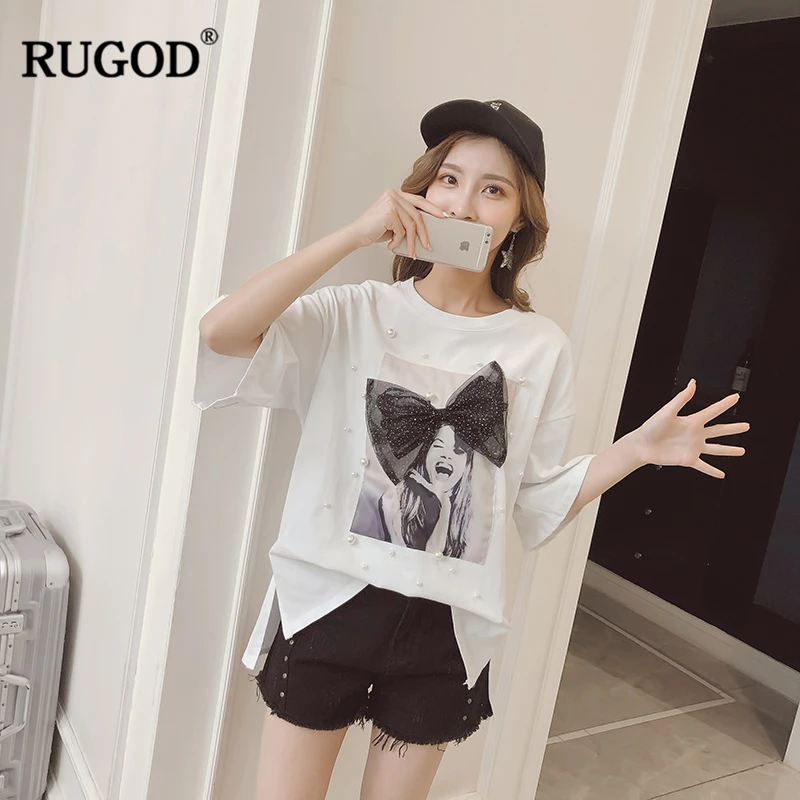 RUGOD 2019 Новое поступление женская футболка с круглым вырезом и короткими рукавами