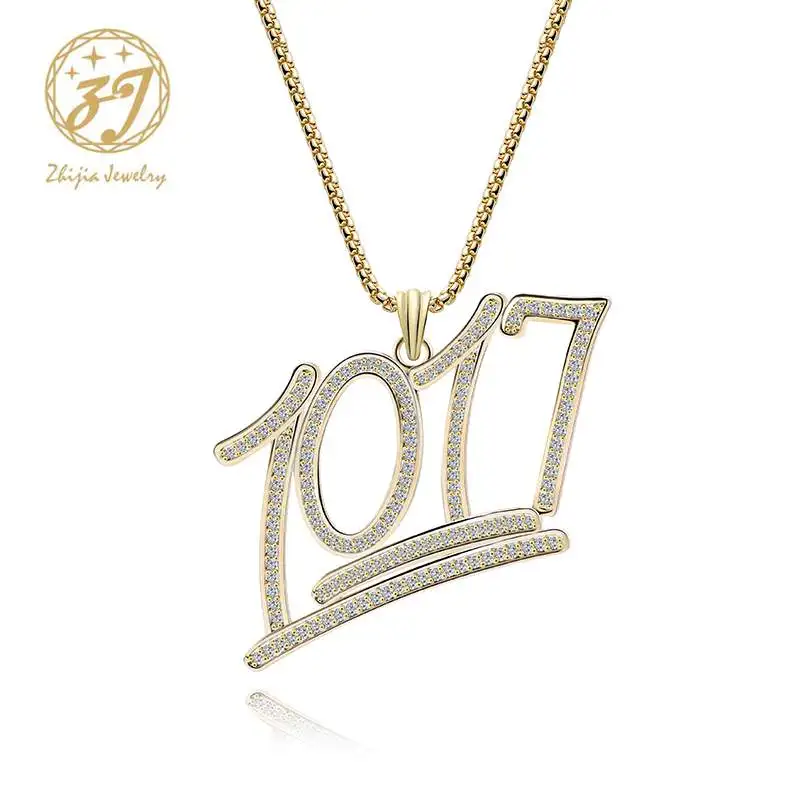 

Zhijia luxury rhinestone crystal number "1017" pendant necklace for women men chain/pendant/penadnt necklace