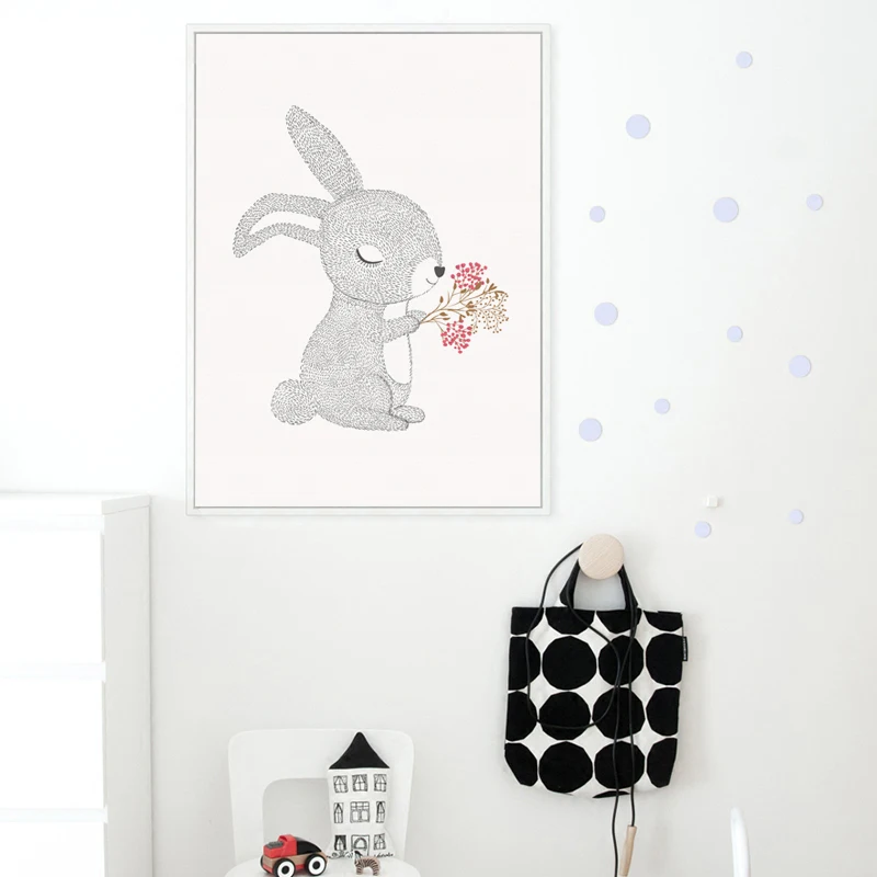 Cute Nordic Rabbit Inspirational Phrases A4 Canvas Art Painting Print Picture Poster Children Room Wall Decorations Home Decor | Дом и сад