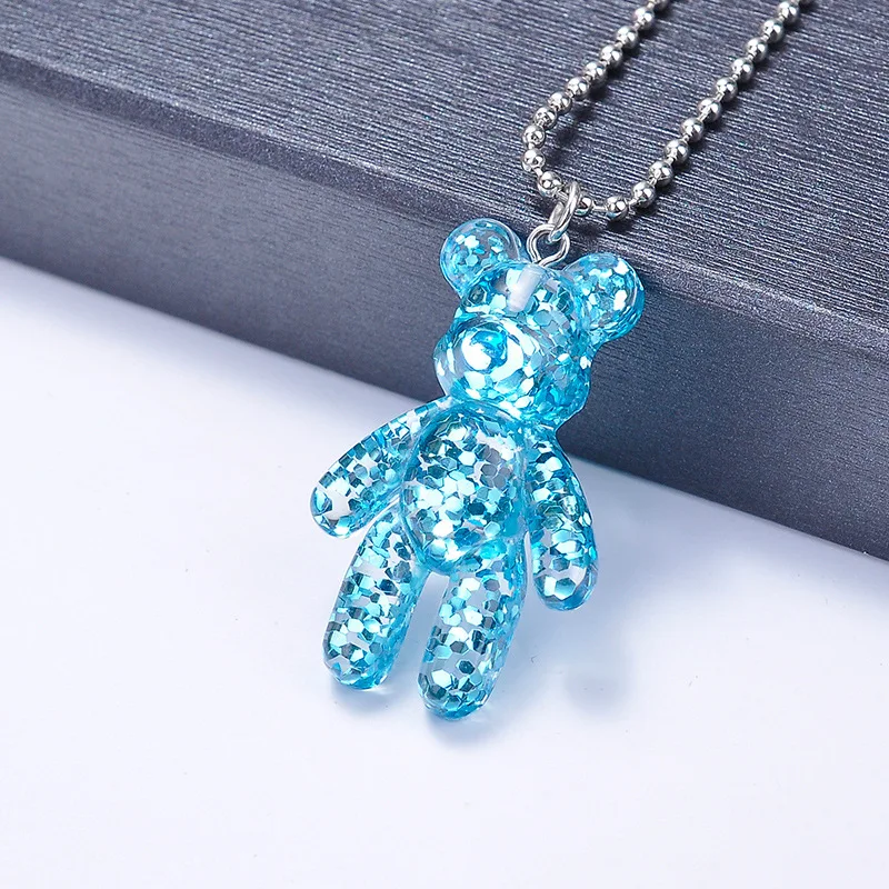 Милые девушки мультфильм Bling медальон в виде медведя Ожерелье для женщин Бусы