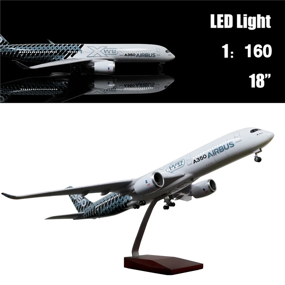 46 см 1:160 литая модель самолета Airbus A350 светодиодный светильник (Сенсорное или