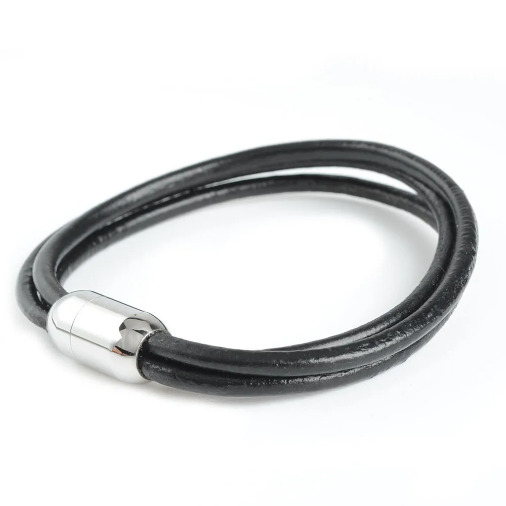 Модный мужской браслет из нержавеющей стали 215 мм браслеты натуральной кожи