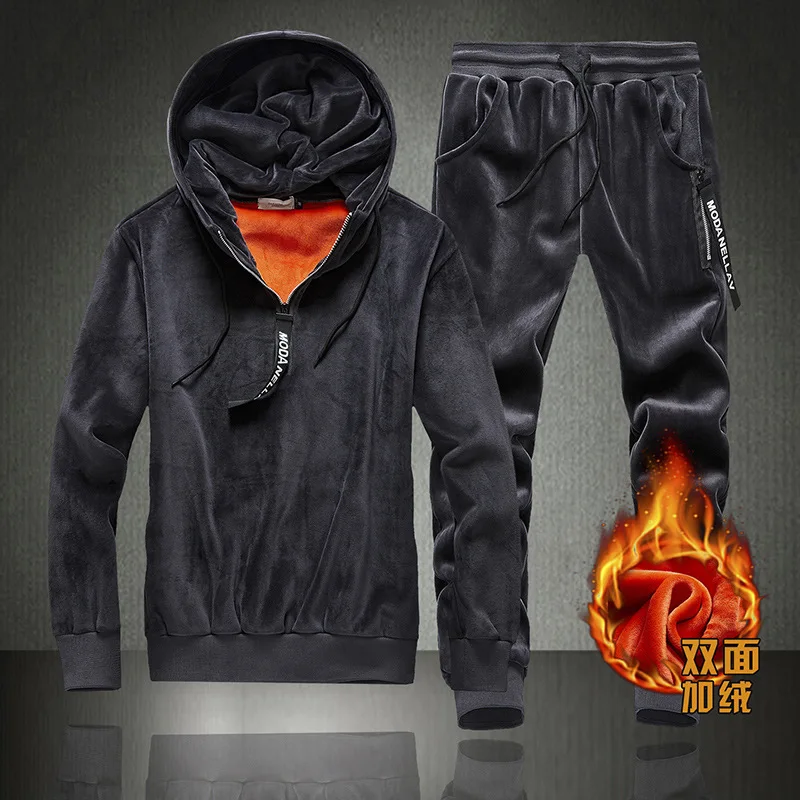 2 шт./компл. спортивный костюм для бега утепленная бархатная спортивная одежда с