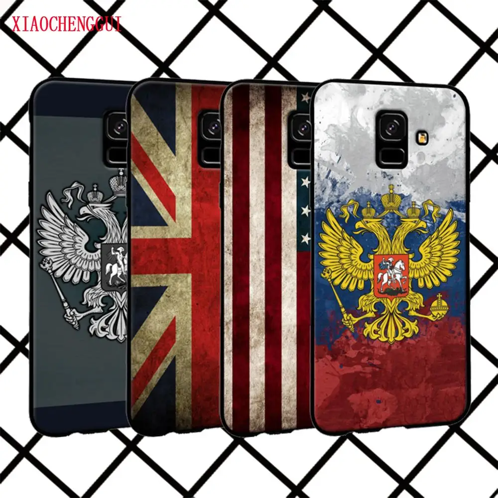 Чехол для Samsung Galaxy A6 Россия США Америка черный мягкий силиконовый чехол A6Plus Чехлы