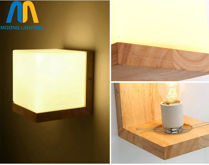 Современный деревянный стеклянный настенный светильник освещение для прихожей