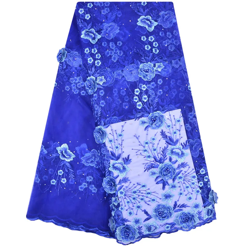 Beautiful Purple 3D Lace Fabric With Beads Flower Embroidered Appliques French Tulle 5 Yards For Dress F1233 | Дом и сад