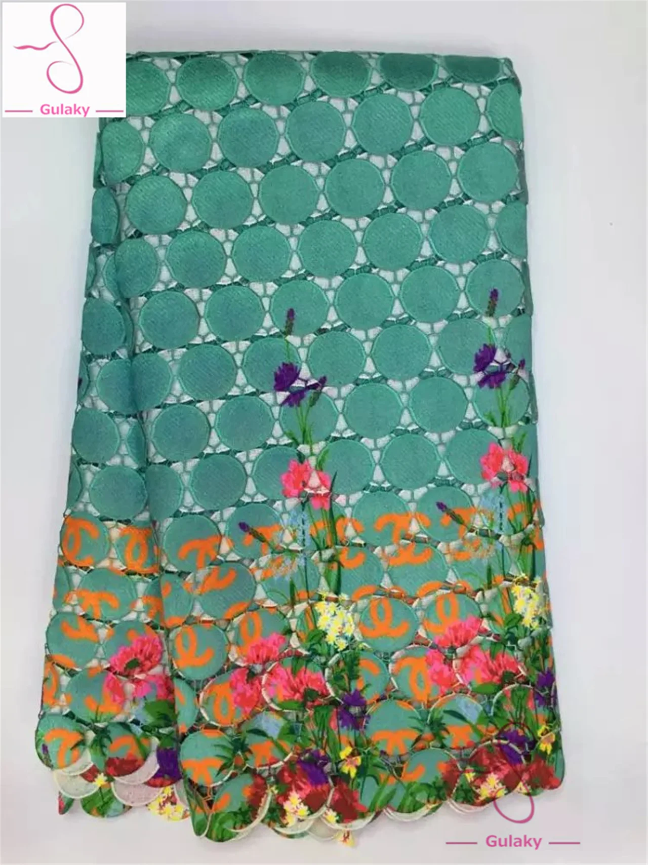 2018 Африканский кружевной ткани для Aso Ebi оранжевый крем желтый французского