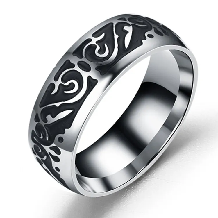 Титановое винтажное декоративное кольцо с узором кольца из нержавеющей стали