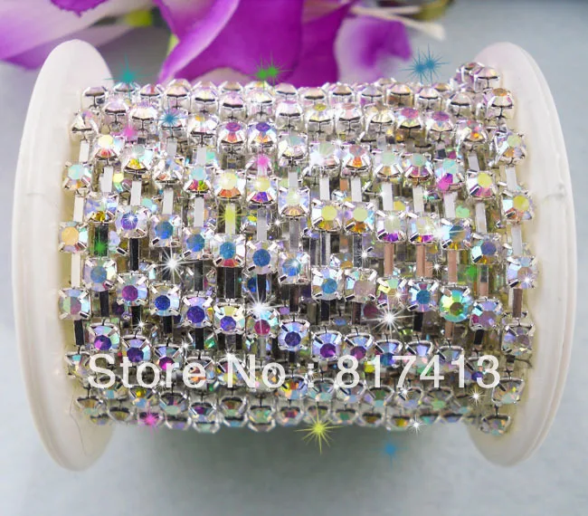 SS12 модный костюм с аппликацией прозрачное стекло AB со стразами 3 мм серебряная