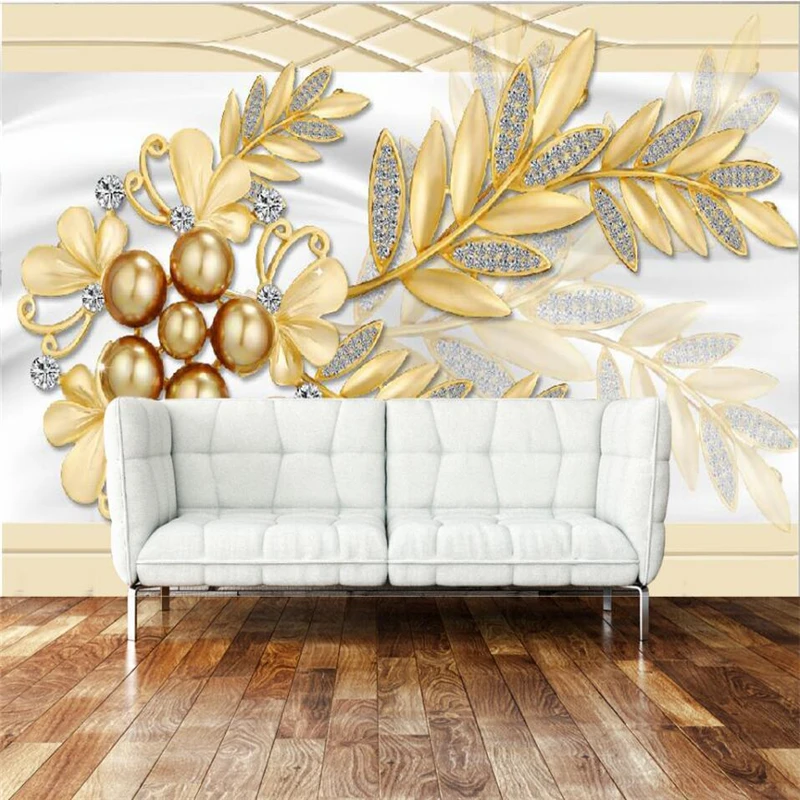 wellyu Imitation soft package jewelry flower leaf TV background wall custom large mural green silk wallpaper | Обустройство дома