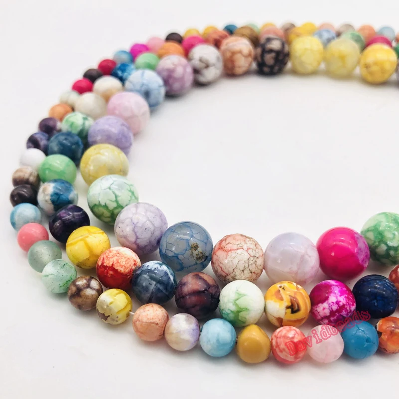 Круглые бусины из дракона смешанного огня агаты натурального камня 4 6 8 10 12 мм