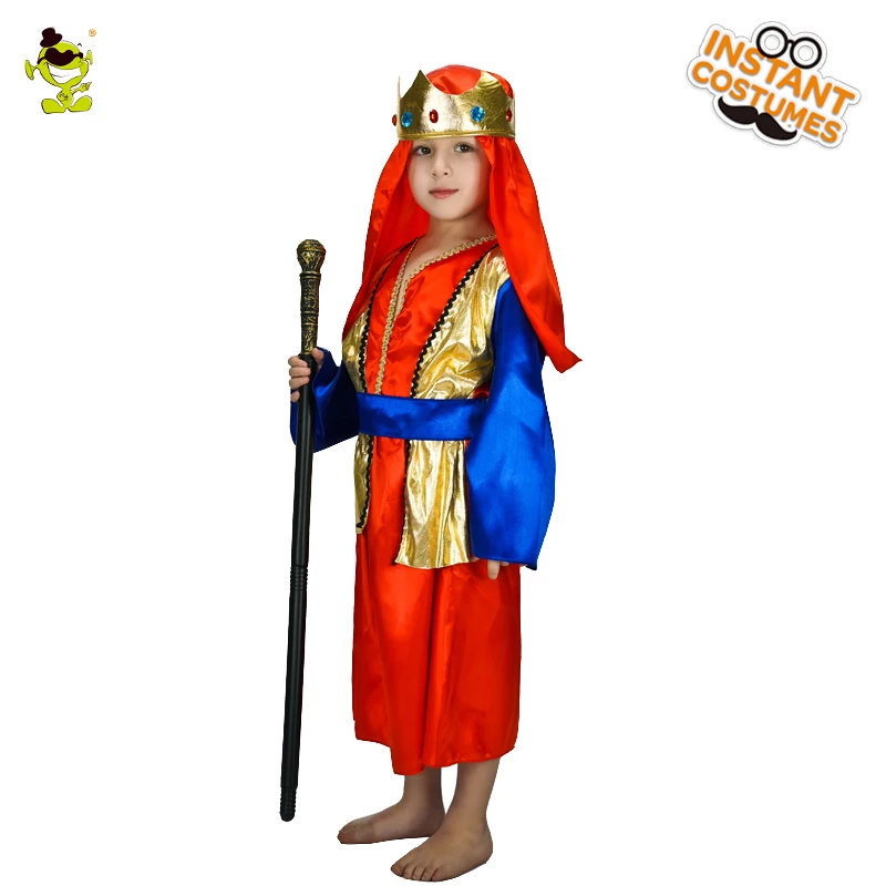 

Boy's Deluxe Arab Prince Costumes Middle East Royal King Clothing Performance Cosplay Carnival Halloween Party for Kids