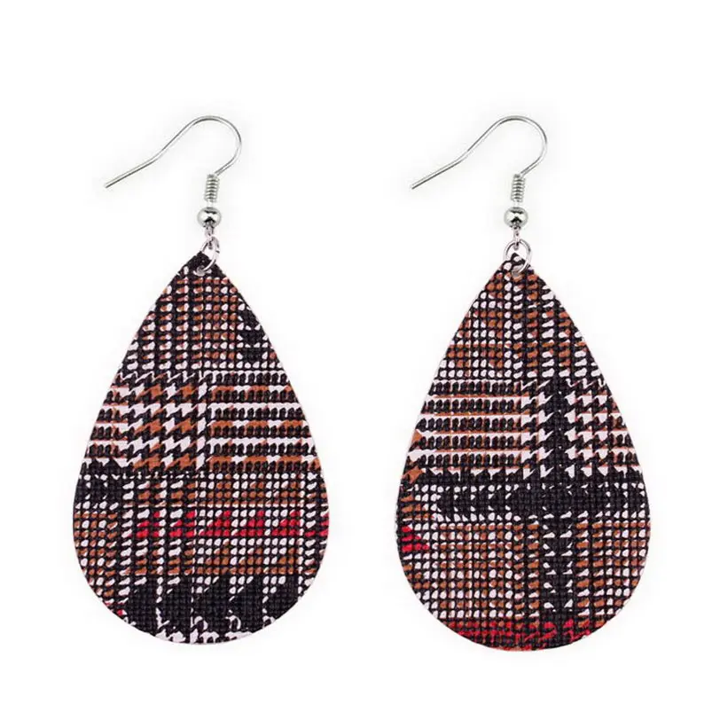 

ZWPON Motif PU Leather Teardrop Earrings Fashion Bohemian Women Statement Earrings Long Dangle Earings Jewelry Wholesale