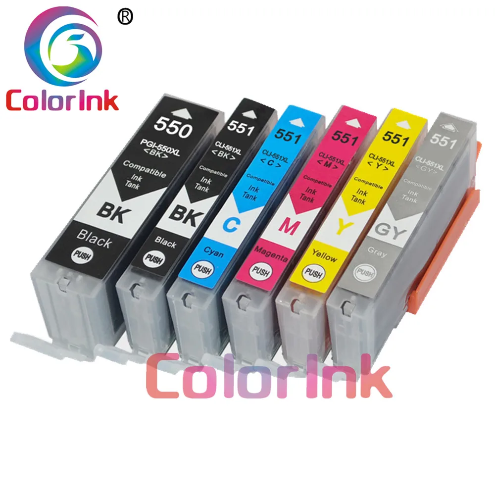 Цветной совместимый картридж 550 551 XL Замена для Canon PGI 550XL PGI550 CLI551 PIXMA IP7250