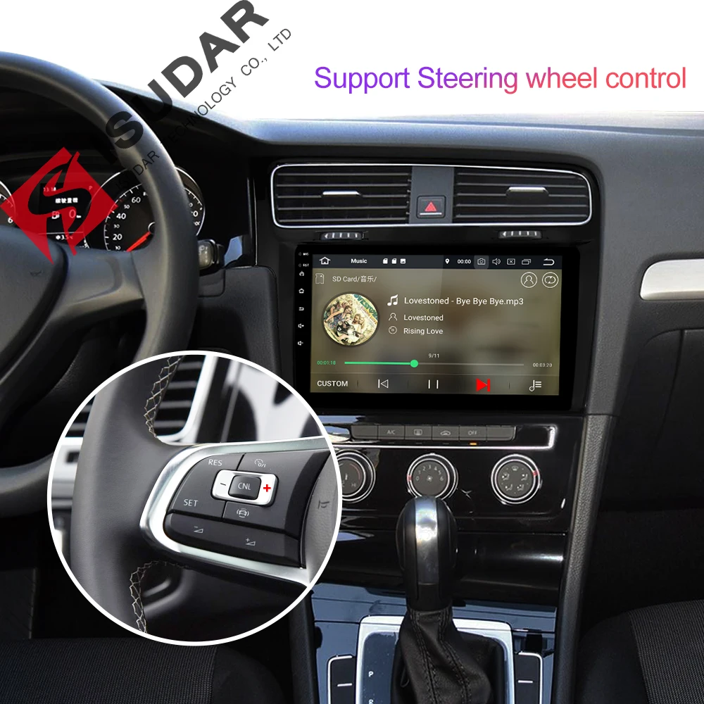Isudar Автомагнитолла 1Din с Сенсорным 10.1 Дюймовым Экраном на Android 8.1 для VW/Volkswagen/Golf 7