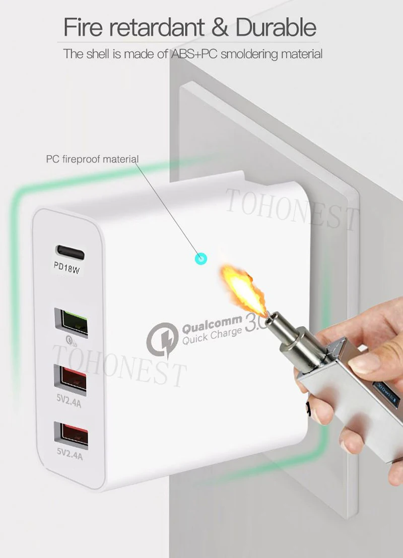 48 Вт мульти быстрое зарядное устройство PD type C USB зарядное устройство для samsung iPhone huawei Tablet QC 3,0 быстрое настенное зарядное устройство США ЕС Великобритания австралийская штепсельная розетка
