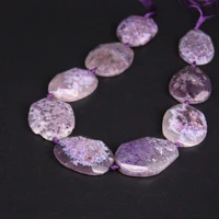 approx9pcsstrand light purple large size raw agates faceted nugget slice pendant beadsnatural stone cut slabs jewelry making