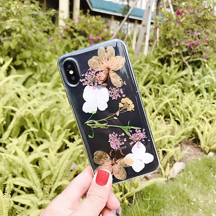 Настоящие гербарий для iPhone X XS MAX XR 8 8 Plus 7 7 Plus 6 6S 6S Plus чехол Чехол задняя оболочка бампер Ins модный защитный ковер