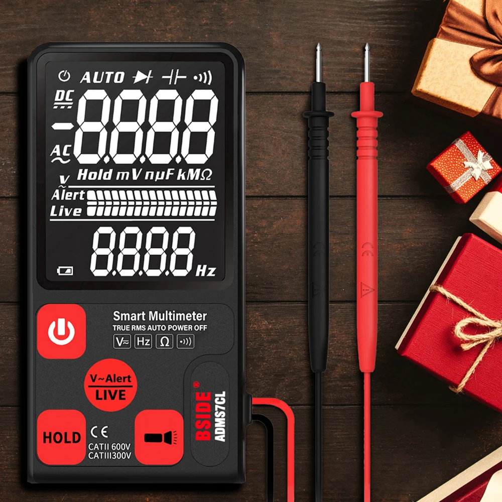 ADMS7CL умный мультиметр True RMS цифровой измерительный AC/DC с ЖК дисплеем DC/вольтметр